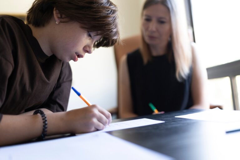 foster child working on school work